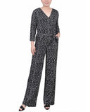 3/4 Sleeve Belted Jumpsuit 1