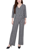 3/4 Sleeve Belted Jumpsuit 1