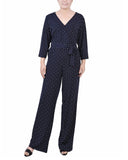 3/4 Sleeve Belted Jumpsuit 1