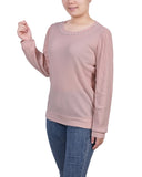 Long Sleeve Ribbed Pearl Trimmed Top 2