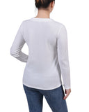 Long Sleeve Ribbed Button Detail Top 2