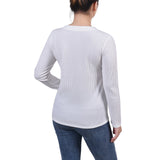 Long Sleeve Ribbed Button Detail Top 2