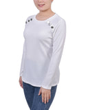 Long Sleeve Ribbed Button Detail Top 2