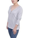 Long Sleeve Ribbed Henley Top 2