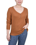 Long Sleeve Ribbed Henley Top 2