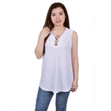 Petite Sleeveless Top With Triple Rings