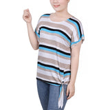 Petite Tie Front Short Sleeve Top