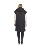 Plus Size Diamond Quilted Hooded Puffer Vest Black