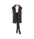 Plus Size Diamond Quilted Hooded Puffer Vest Black