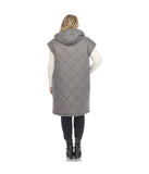 Plus Size Diamond Quilted Hooded Puffer Vest Grey