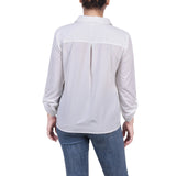 Long Roll Tab Sleeve Tie Front Blouse 2