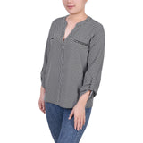 Long Roll Tab Sleeve Zip Pocket Blouse 2