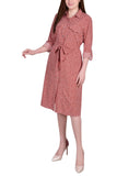 3/4 Roll Tab Sleeve Belted Shirtdress 2