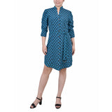 3/4 Rouched Sleeve Dress With Belt 2