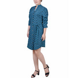 3/4 Rouched Sleeve Dress With Belt 2