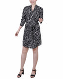 3/4 Rouched Sleeve Dress With Belt 2