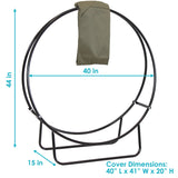 Heavy-Duty Steel Firewood Log Hoop Storage Rack with Weather-Resistant PVC Log Hoop Cover