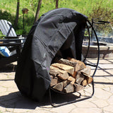 Heavy-Duty Steel Firewood Log Hoop Storage Rack with Weather-Resistant PVC Log Hoop Cover