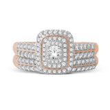 1ct TDW Diamond Halo Bridal Ring Set