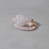 1ct TDW Diamond Halo Bridal Ring Set