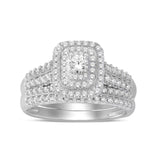 1ct TDW Diamond Halo Bridal Ring Set