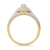 1ct TDW Diamond Halo Bridal Ring Set