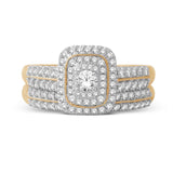 1ct TDW Diamond Halo Bridal Ring Set