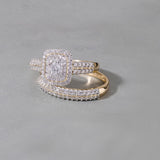 1ct TDW Diamond Halo Bridal Ring Set