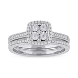 1/4-ct TDW Diamond Cluster Halo Ring Set