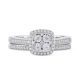 1/4-ct TDW Diamond Cluster Halo Ring Set