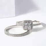 1/4-ct TDW Diamond Cluster Halo Ring Set