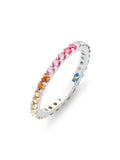 Thin Rainbow CZ Sterling Silver Ring