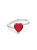 Silver Asymmetrical Heart Birthstone Ring