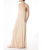 Roral VNeck with Adjustable Strap and Side Pockets Symmetrical Maxi Dress Ivory