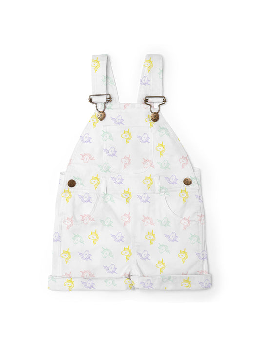 Unicorn Print Overall Shorts