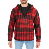 Butter-Sherpa Lined Plaid Polar Fleece Full Zip Hooded Jacket