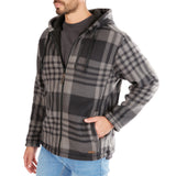 Butter-Sherpa Lined Plaid Polar Fleece Full Zip Hooded Jacket