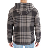 Butter-Sherpa Lined Plaid Polar Fleece Full Zip Hooded Jacket