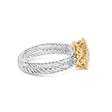 18K Yellow Gold Plated .925 Sterling Silver Diamond Heart Ring with Satin Finish (I-J Color, SI1-SI2 Clarity)-Ring Size 7-2