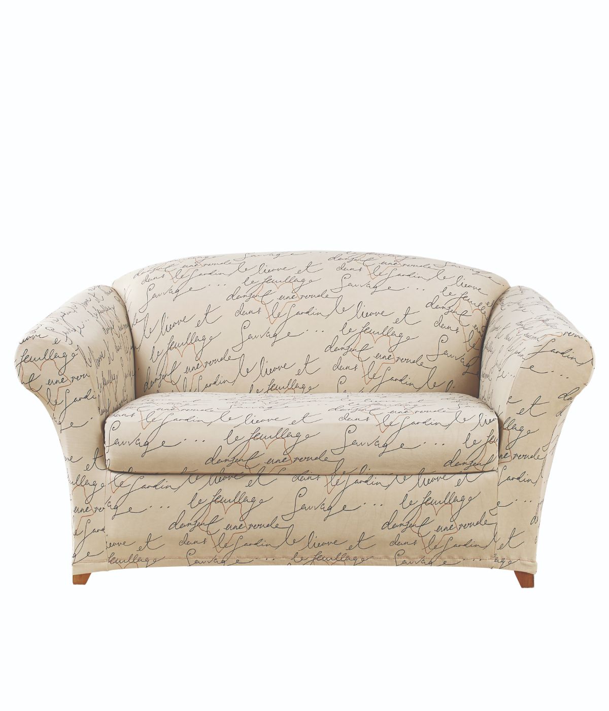 Waverly Stretch Pen Pal Two Piece Loveseat Slipcover Parchment