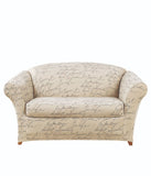 Waverly Stretch Pen Pal Two Piece Loveseat Slipcover Parchment