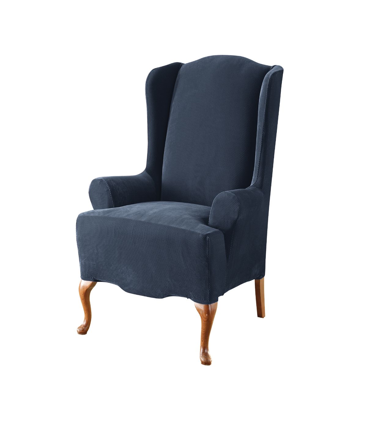 Stretch Pique One Piece Wing Chair Slipcover Navy Gordmans 2770