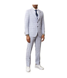 Mens Three Piece Windowpane Notch Lapel With Matching Vest Light Grey