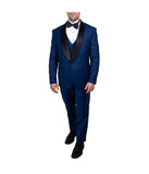 Mens Three Piece Satin Shawl Collar Tuxedo With Matching Vest Indigo