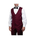 Mens Three Piece Satin Shawl Collar Tuxedo With Matching Vest Burgundy