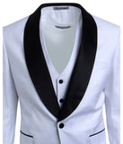 Mens Three Piece Satin Shawl Collar Tuxedo With Matching Vest White