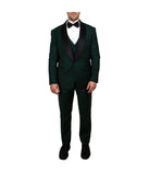 Mens Three Piece Satin Shawl Collar Tuxedo With Matching Vest Green