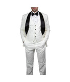 Mens Three Piece Satin Shawl Collar Tuxedo With Matching Vest Ivory