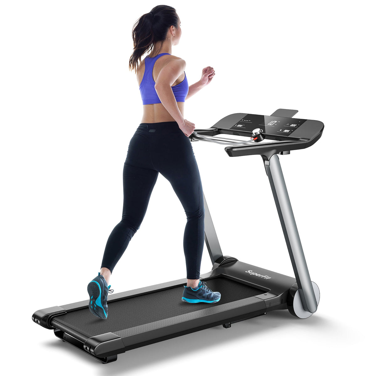 Folding Electric Treadmill Jogging Machine Bluetooth 10 Preset Programs