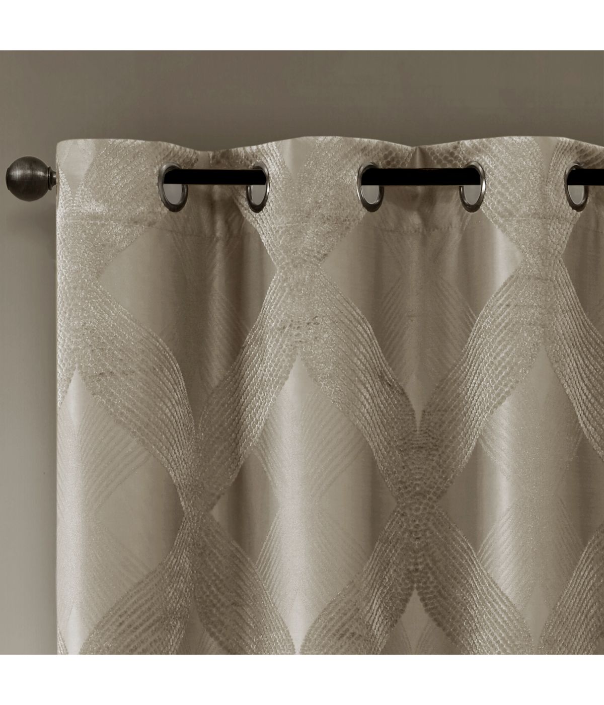 Byron Ogee Knitted Jacquard Total Blackout Curtain Panel Taupe